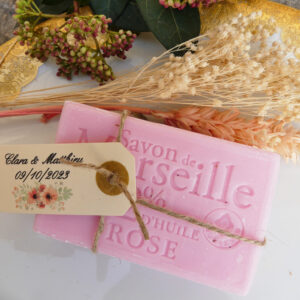 savon de marseille rose personnalisé mariage baptême