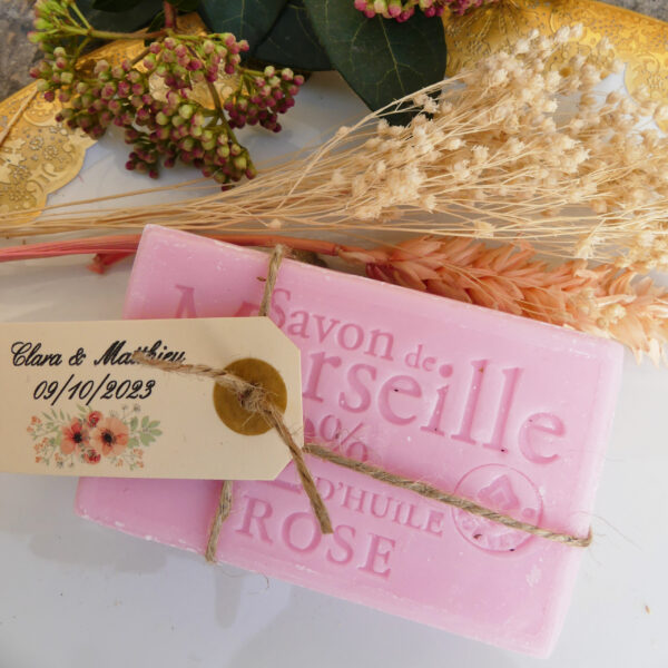 savon de marseille rose personnalisé mariage baptême