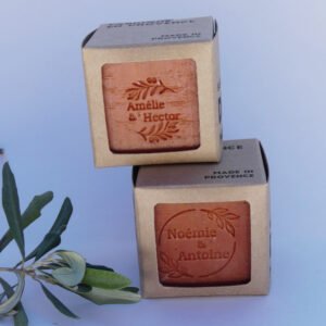 savon cube marseille avec gravure personnalisée