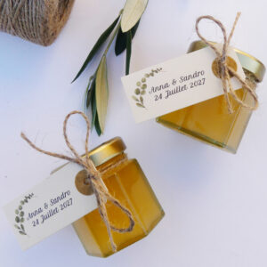 pot de miel avec étiquette personnalisée